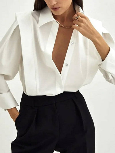 Navy™ - Long Sleeve Top with Pleat Details