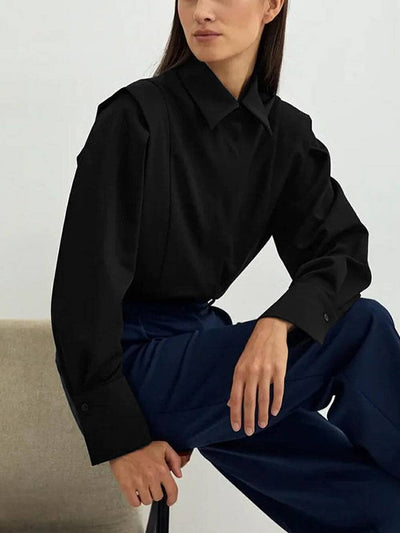Navy™ - Long Sleeve Top with Pleat Details