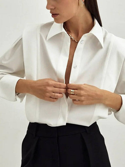 Navy™ - Long Sleeve Top with Pleat Details