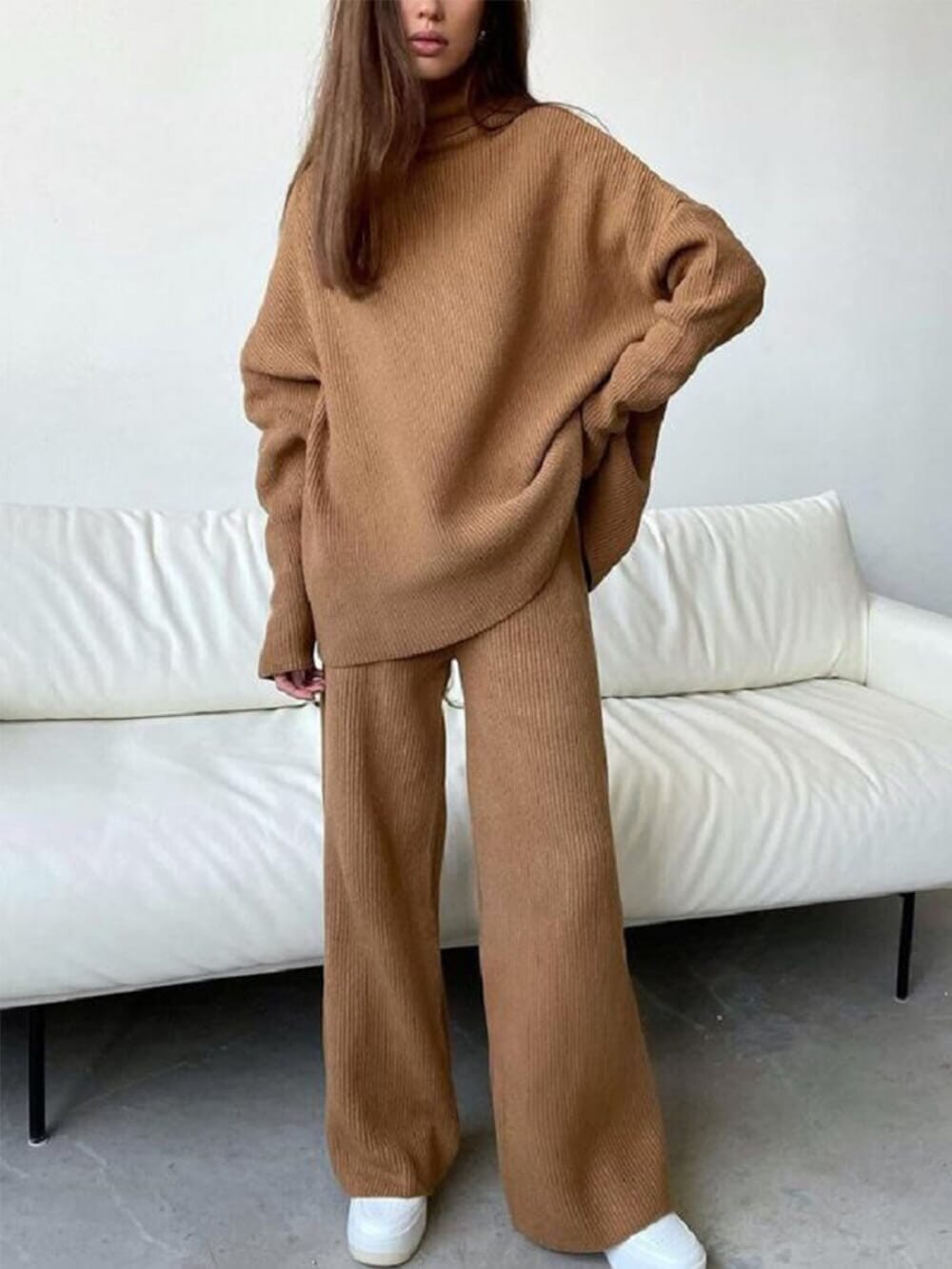 Haven Loose Turtleneck Knitted Casual Two-piece Set