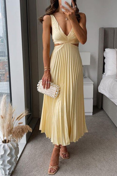 Kelsey Pleated Dress with Neckline