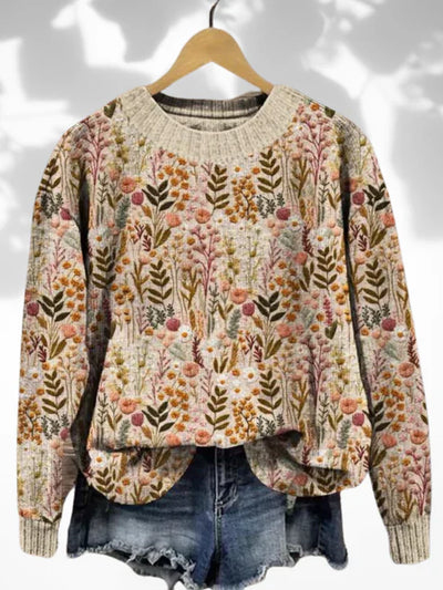 Mirrin Comfortable Floral Sweater