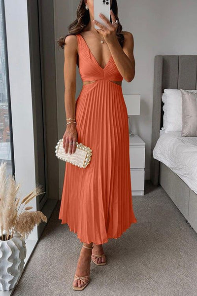 Kelsey Pleated Dress with Neckline