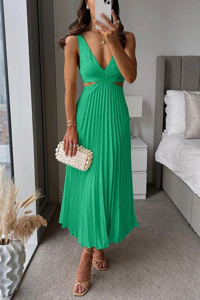Kelsey Pleated Dress with Neckline