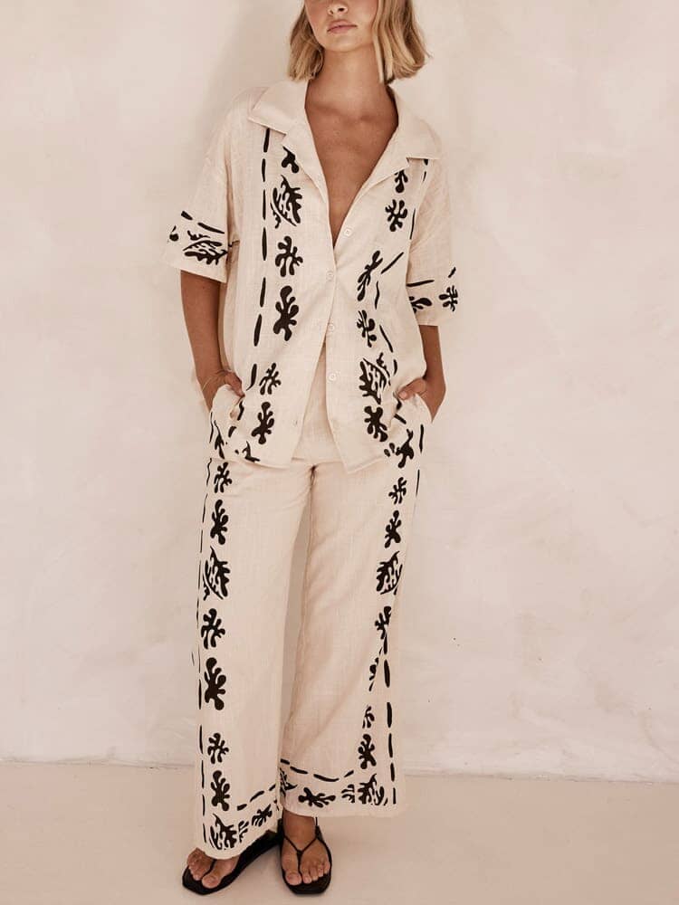 Yuna Printed Pants with Wide Legs