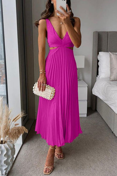 Kelsey Pleated Dress with Neckline