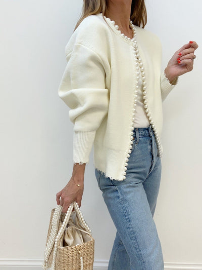Milena™ - Cardigan with Pearls and Rips