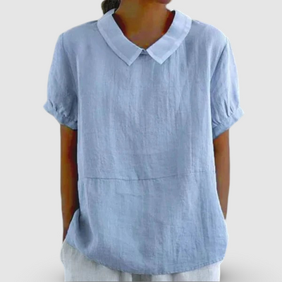 Blue Plain Short Sleeve | Round Neck Top