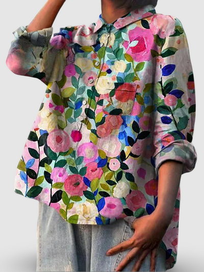 Colorful Spring Floral Garden Printed Shirt