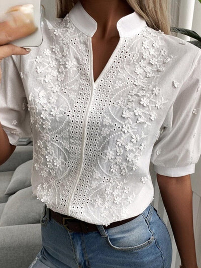 Nora™ - Collared Blouse with Stand Collar