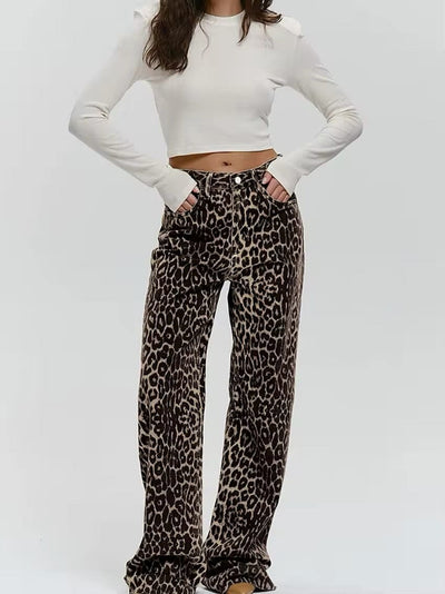 Remi Straight-Fit Leopard Print Denim Jeans