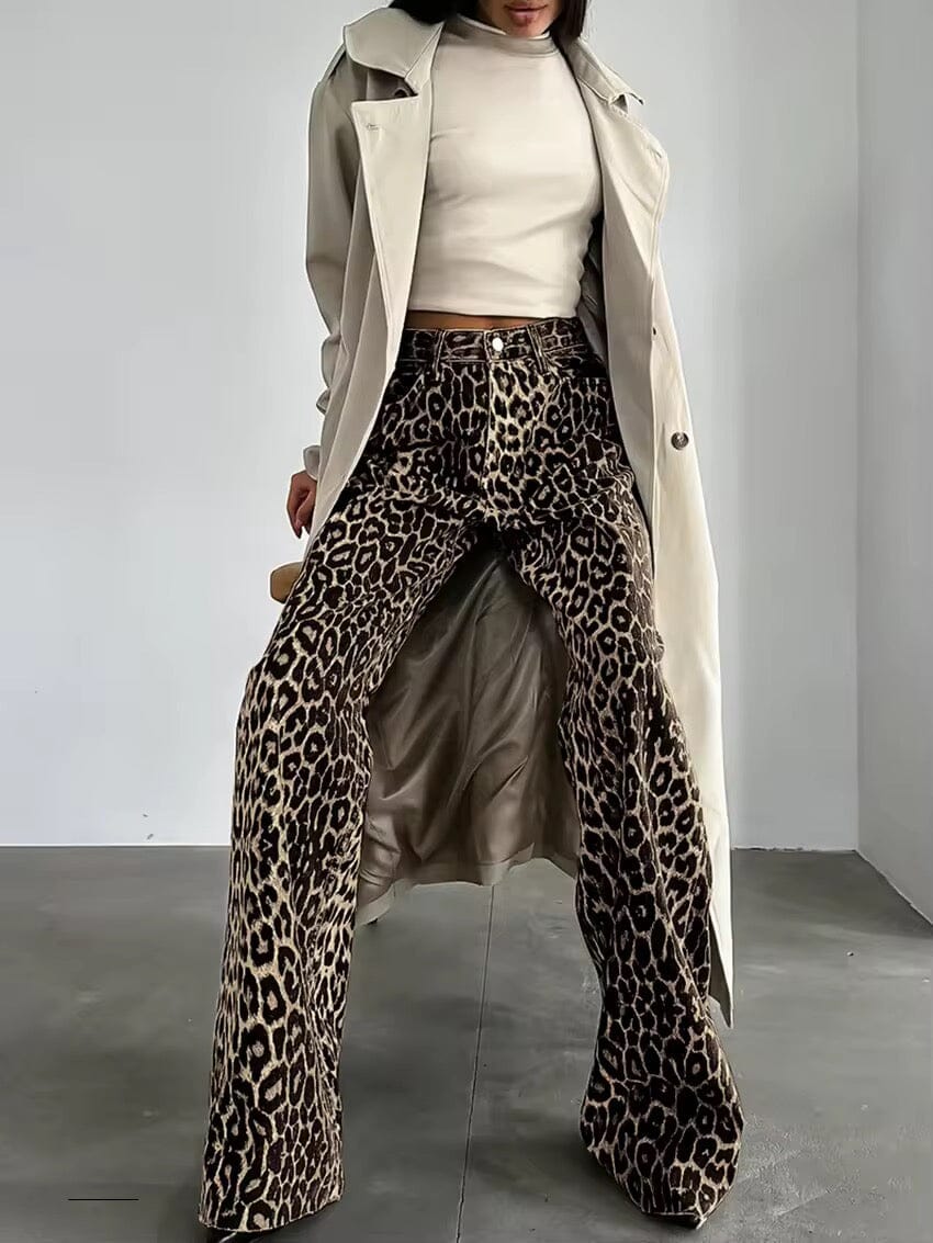 Remi Straight-Fit Leopard Print Denim Jeans