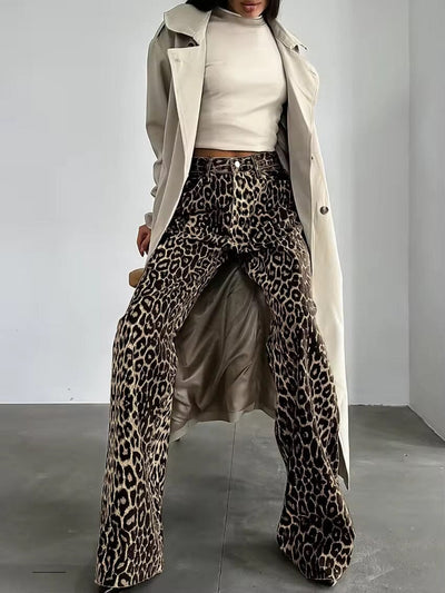 Remi Straight-Fit Leopard Print Denim Jeans
