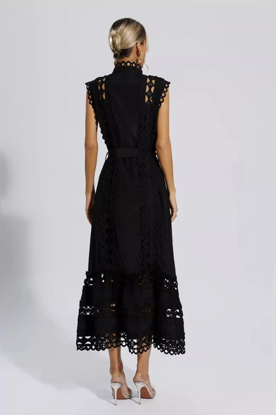 Erica Black Sleeveless Hollow Maxi Dress
