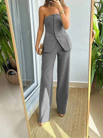 Britt Stylish Button Top with Pants