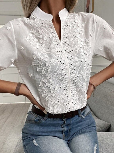 Nora™ - Collared Blouse with Stand Collar