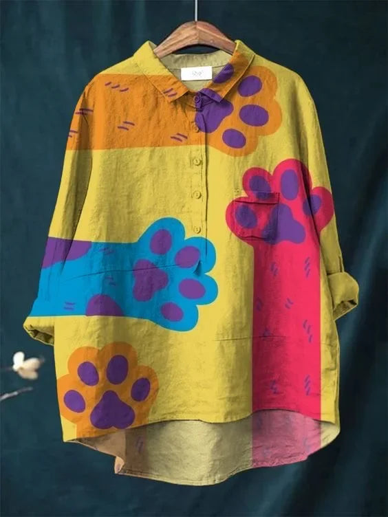 Poppy | Paw Print Button-Up Shirt