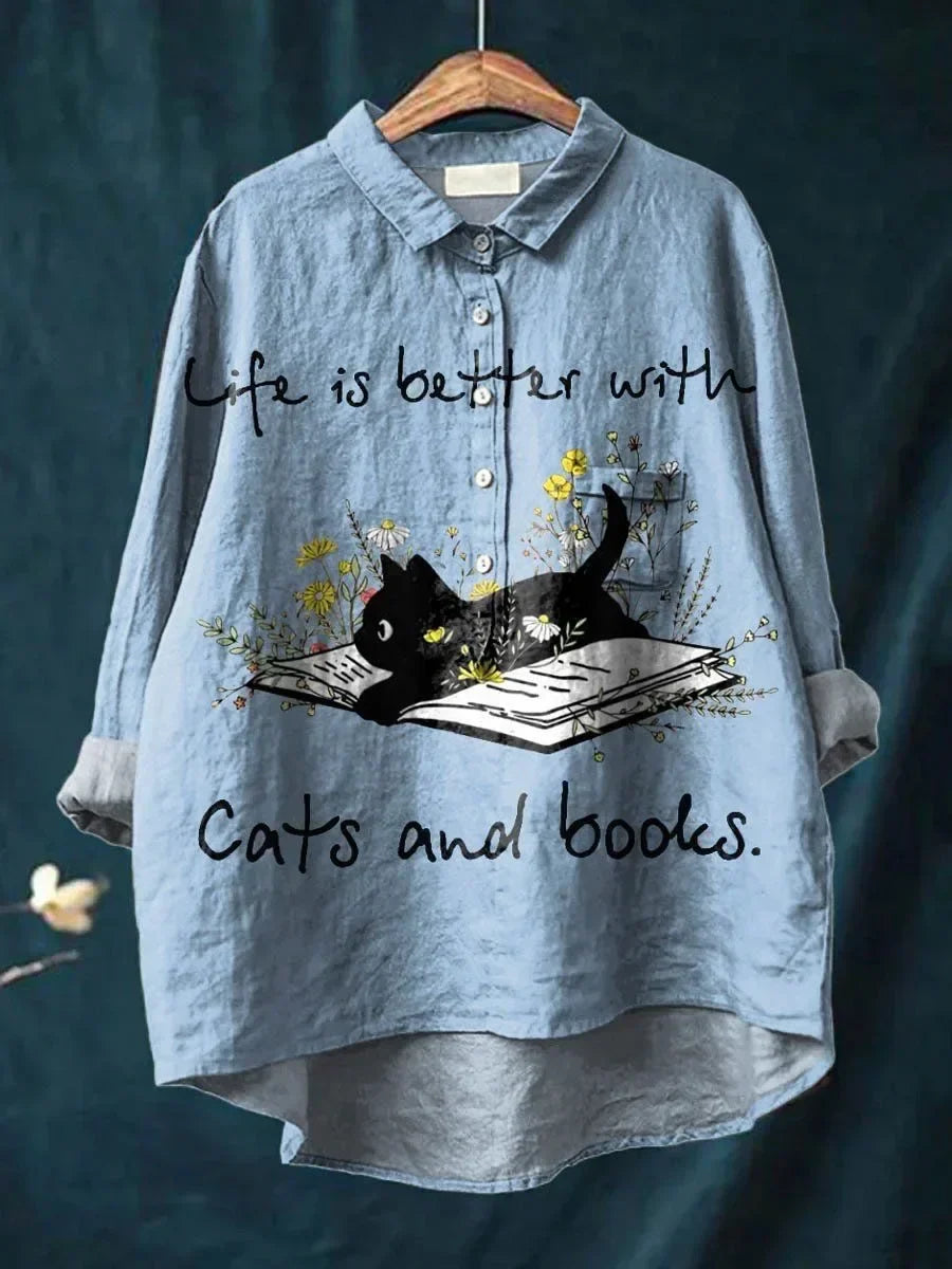 Bookish | Cat Button-Up Shirt