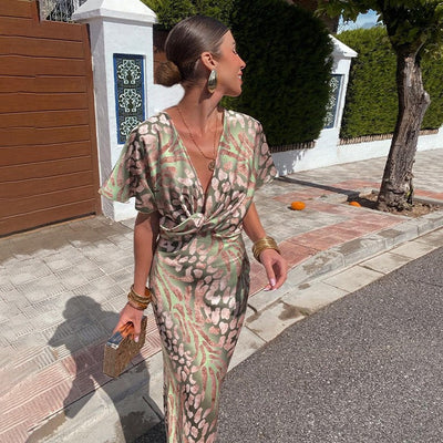Roxane | Long Dress with Twisted V-Neck