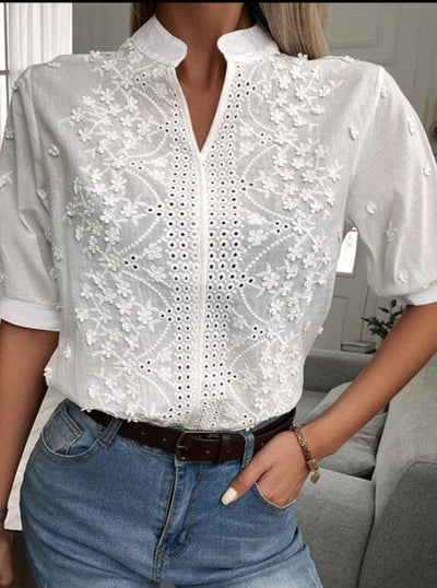 Nora™ - Collared Blouse with Stand Collar