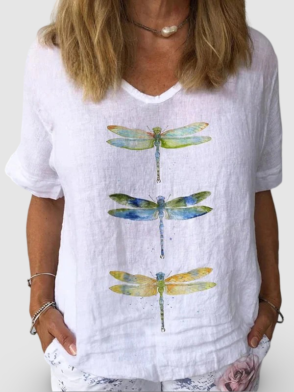 Women's Watercolor Dragonfly | Print Cotton Shirt
