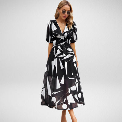Roxanne Printed V-Neck Dress