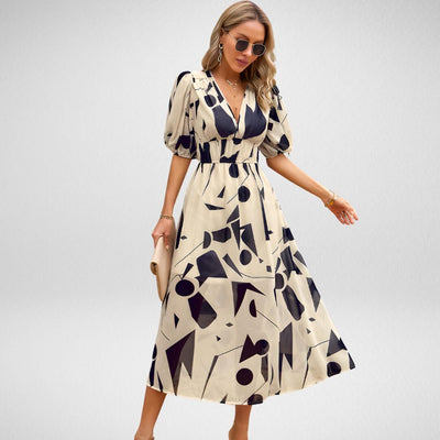 Roxanne Printed V-Neck Dress