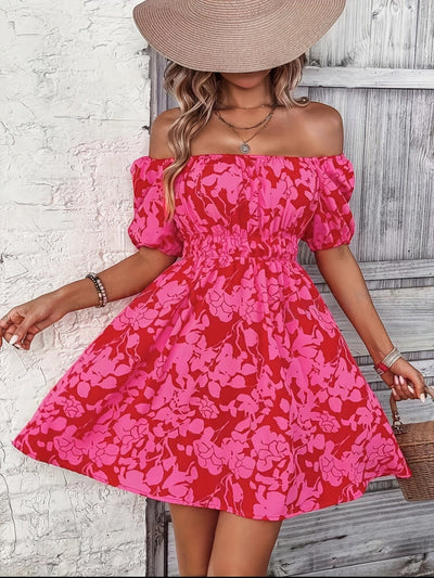 Pauline Floral Print Off Shoulder Dress