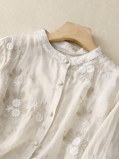 Art Retro Embroidery | 3/4 Sleeve Patchwork Shirt