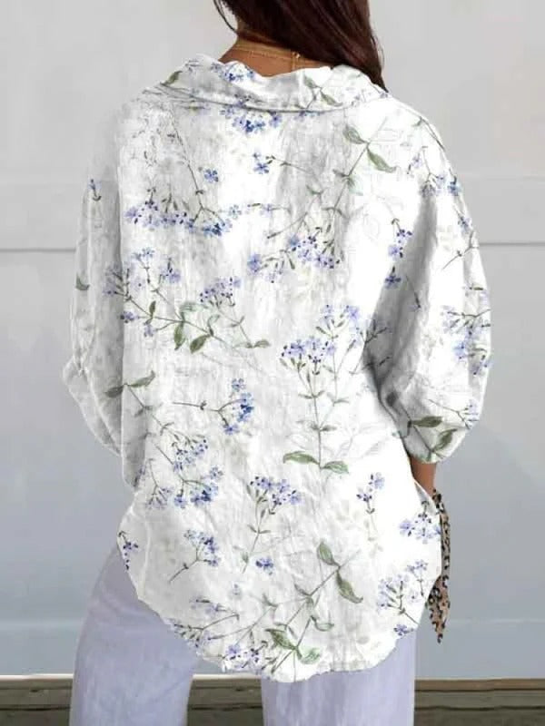 Women's Purple Floral Print | Casual V-neck Shirt