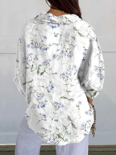 Women's Purple Floral Print | Casual V-neck Shirt