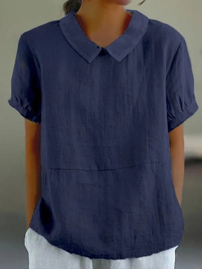 Blue Plain Short Sleeve | Round Neck Top