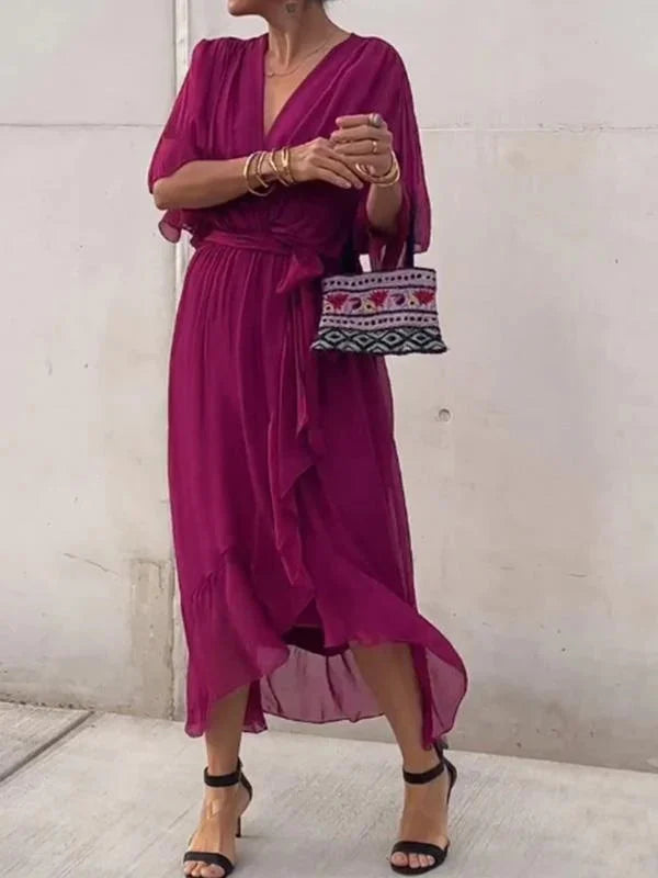 Esperance | Silk Chiffon V-Neck Dress