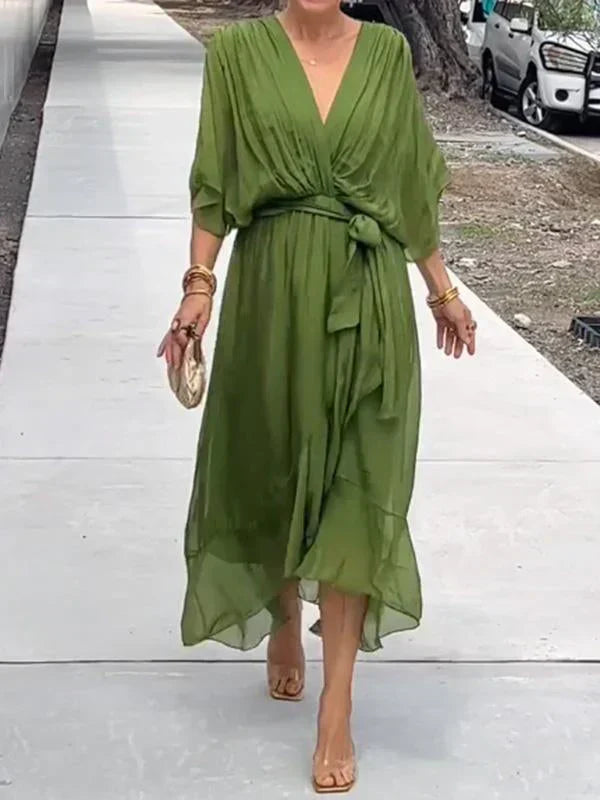 Esperance | Silk Chiffon V-Neck Dress