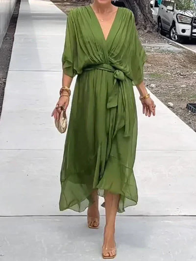 Esperance | Silk Chiffon V-Neck Dress