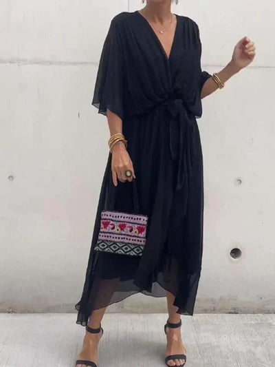 Esperance | Silk Chiffon V-Neck Dress