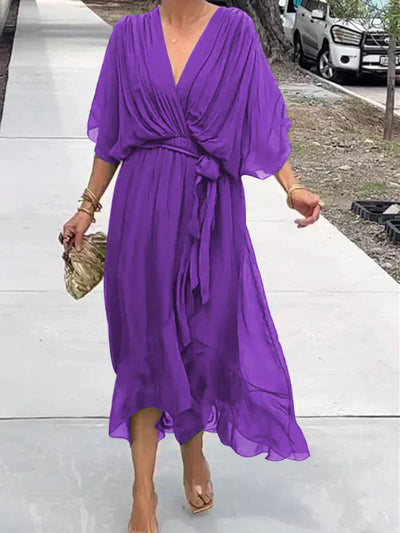 Esperance | Silk Chiffon V-Neck Dress