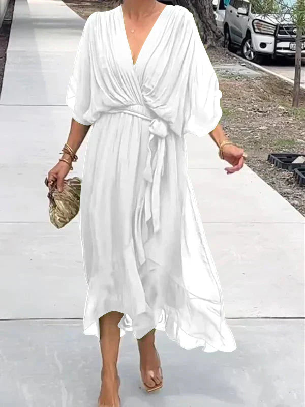 Esperance | Silk Chiffon V-Neck Dress