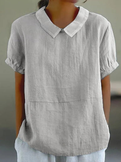 Blue Plain Short Sleeve | Round Neck Top
