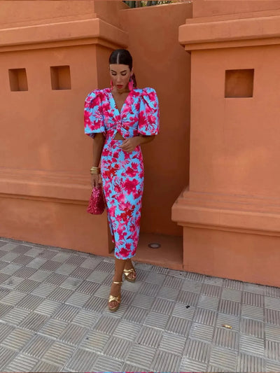 Lily™ | Colorful Dress with Pleated Sleeves