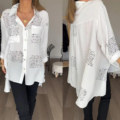 Odette™ - Script Drop-Hem Blouse