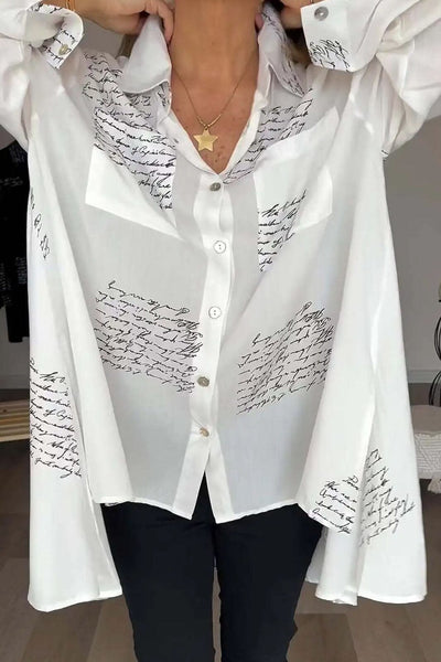 Odette™ - Script Drop-Hem Blouse