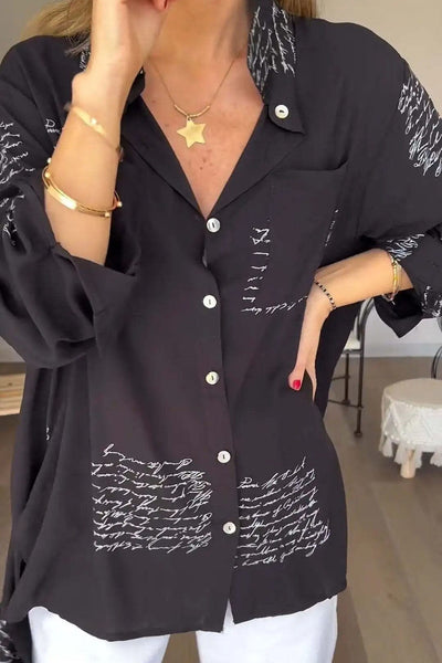 Odette™ - Script Drop-Hem Blouse