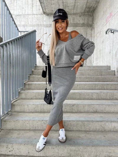 Juna Elegant Dress With Sweater