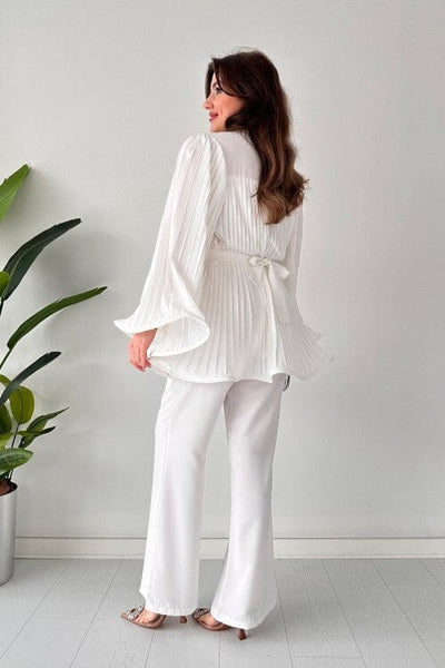 Romy Pleated Flare Tops Trousers Set