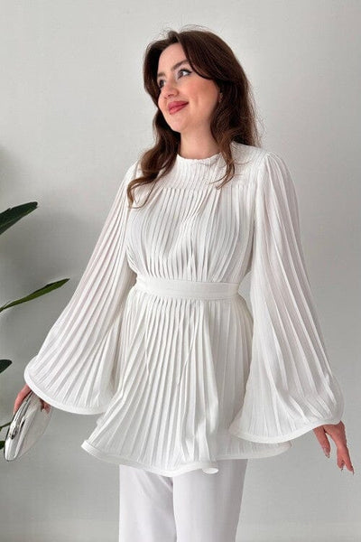 Romy Pleated Flare Tops Trousers Set