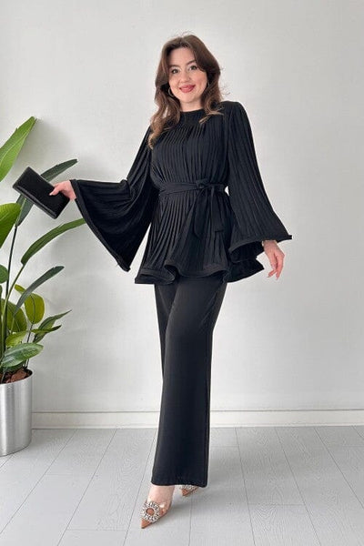 Romy Pleated Flare Tops Trousers Set