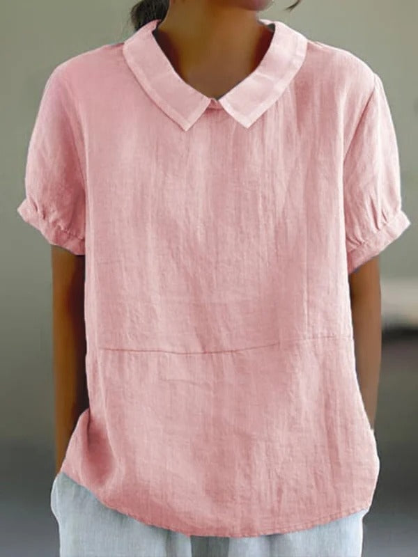 Blue Plain Short Sleeve | Round Neck Top