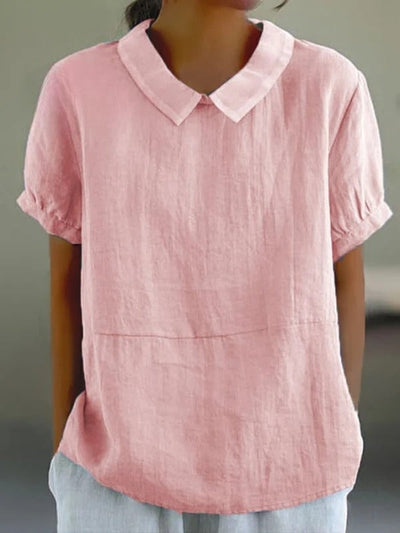 Blue Plain Short Sleeve | Round Neck Top