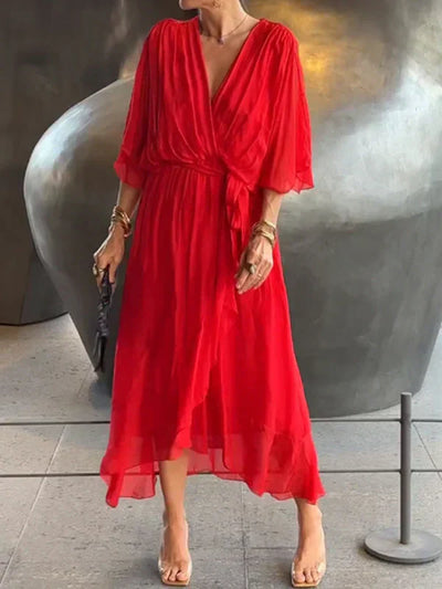 Esperance | Silk Chiffon V-Neck Dress